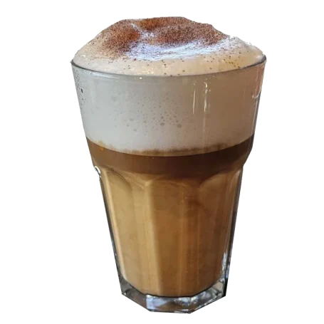 Ein Glas mit Kaffee