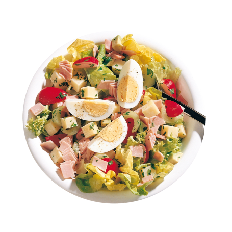 Schinken-Käse-Salat mit frischem Salat