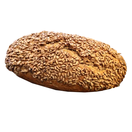 Frisches Sonnenblumenbrot mit dunkler, rustikaler Kruste.