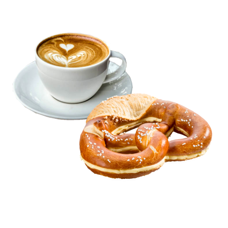 Schnelles Frühstück mit Brezel & Heißgetränk