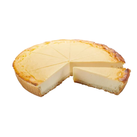 Käsekuchen Rahmkäsekuchen mit goldbrauner Oberfläche auf Mürbteig