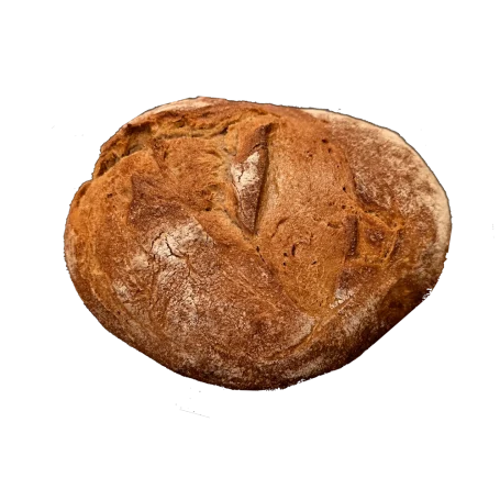 Steinofenbrot mit rustikaler, bemehlter Kruste.