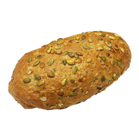 Kürbiskernbrot mit goldbrauner Kruste und Kürbiskernen