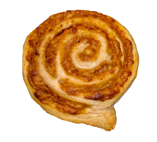Hefeschnecke mit Pizza-Füllung.