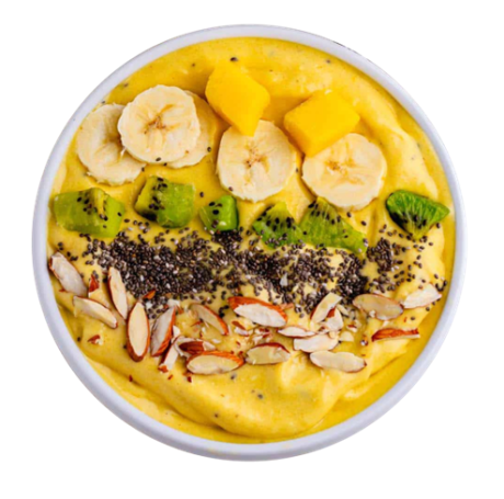 Mango Smoothie Bowl mit frischer Mango.