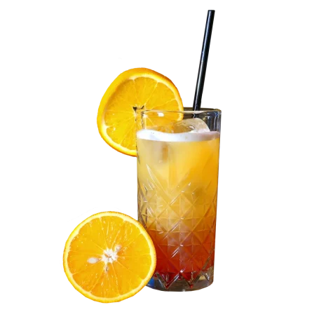 Virgin Sunrise im Glas mit Orangensaft und Grenadine.