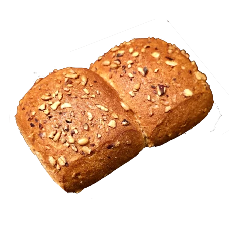 Frisches Dinkelvollkornbrötchen mit dunkler, rustikaler Kruste.