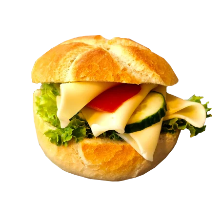 Brötchen mit Gouda-Käse und Salat.