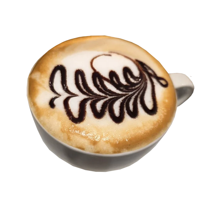 Cappuccino mit cremigem Milchschaum in einer Tasse.