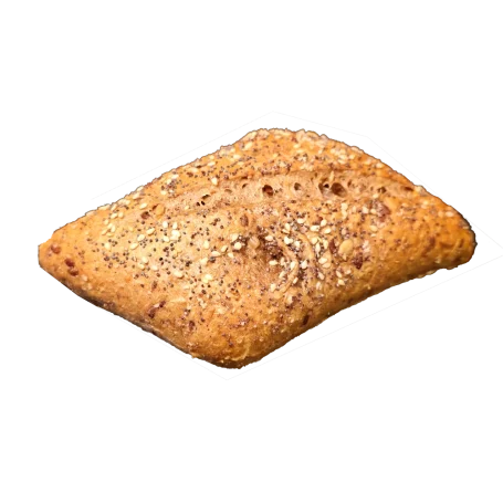 Frisches Farmerkörnerbrötchen mit goldbrauner Kruste und Körnern.