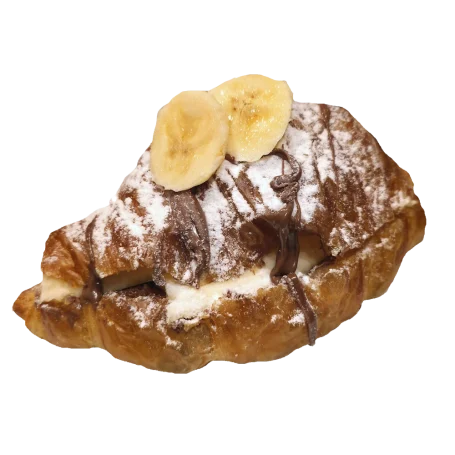 Bananen-Croissant mit frischer Banane und Schokolade